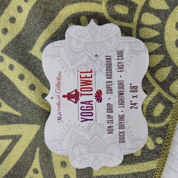 Marrakesh Collection Yoga Towel NWOT Chartreuse with Gray 24"x68" - Picture 11 of 11